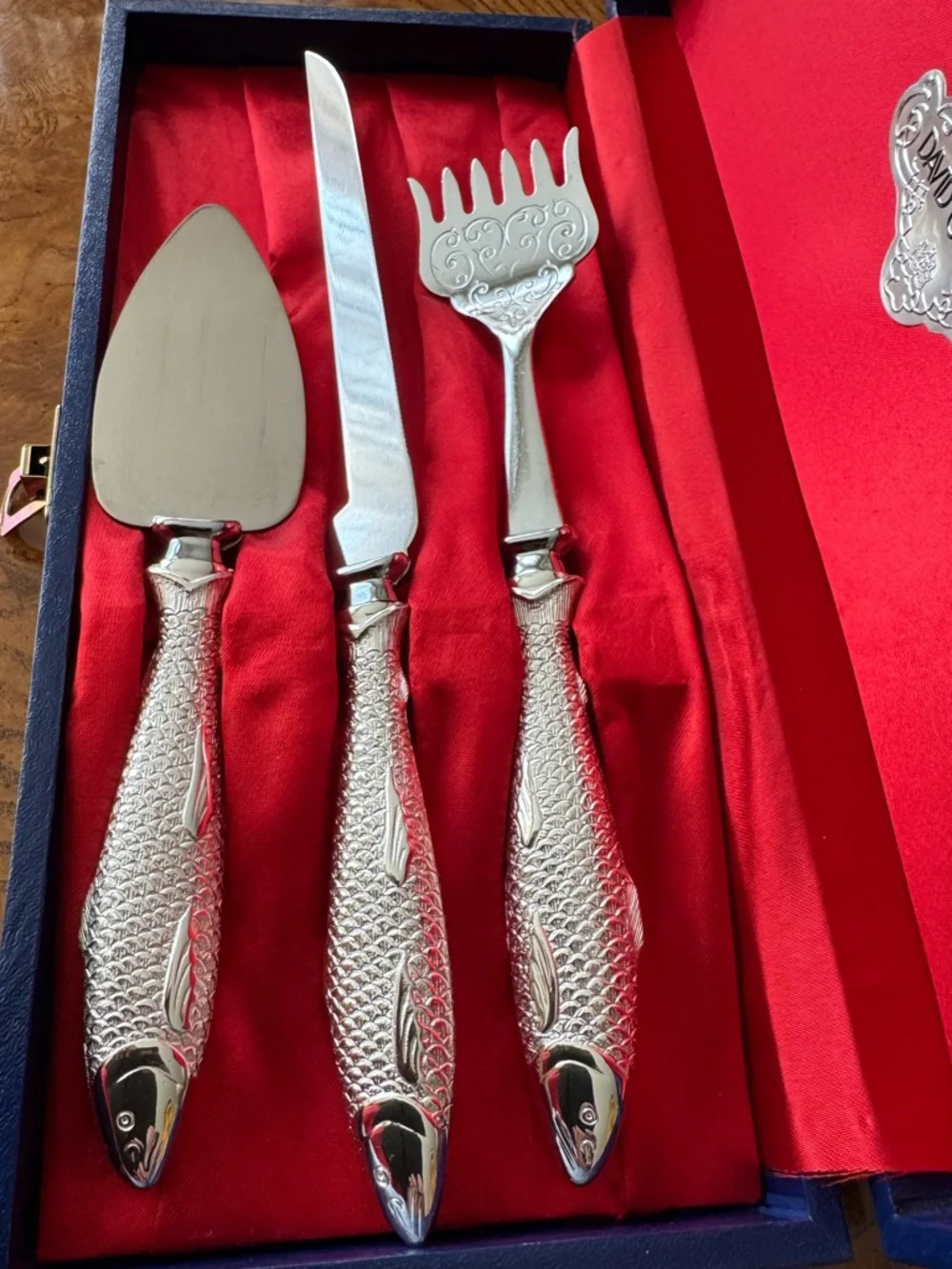Vintage David Orgell Silver Plated 3-Piece Fish Serving Set - Japan